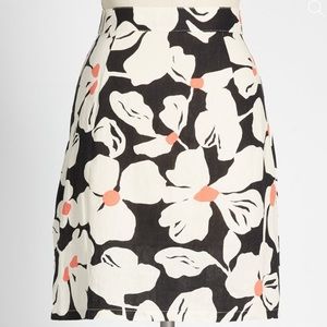 NWOT ModCloth linen blend retro floral skirt